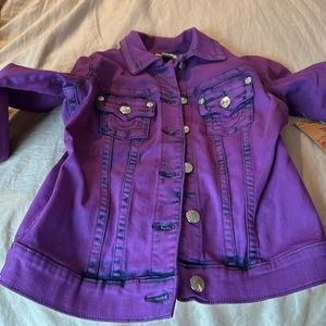 Brand new, true religion Jean jacket in deep purple never worn